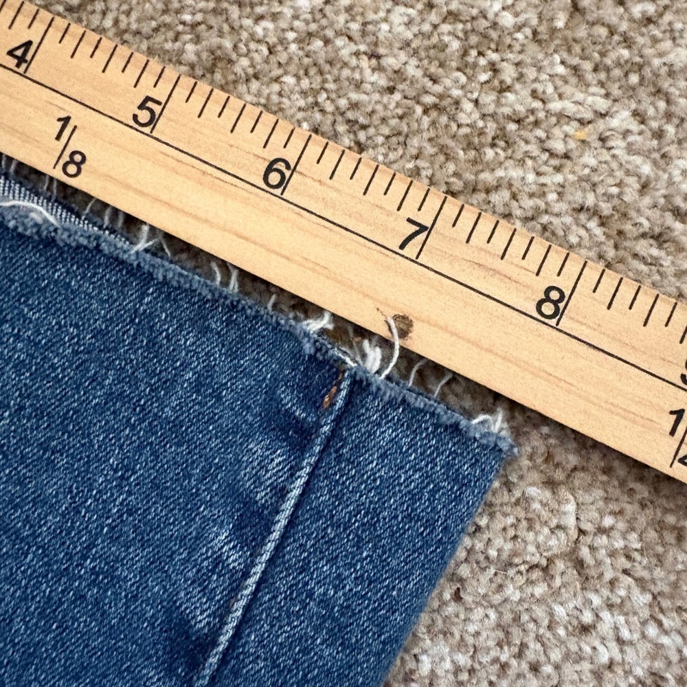 Madewell Womens 27 Mid-Rise Kick Out Jeans Blue Medium Wash Raw Hem Flare Denim - Picture 9 of 9